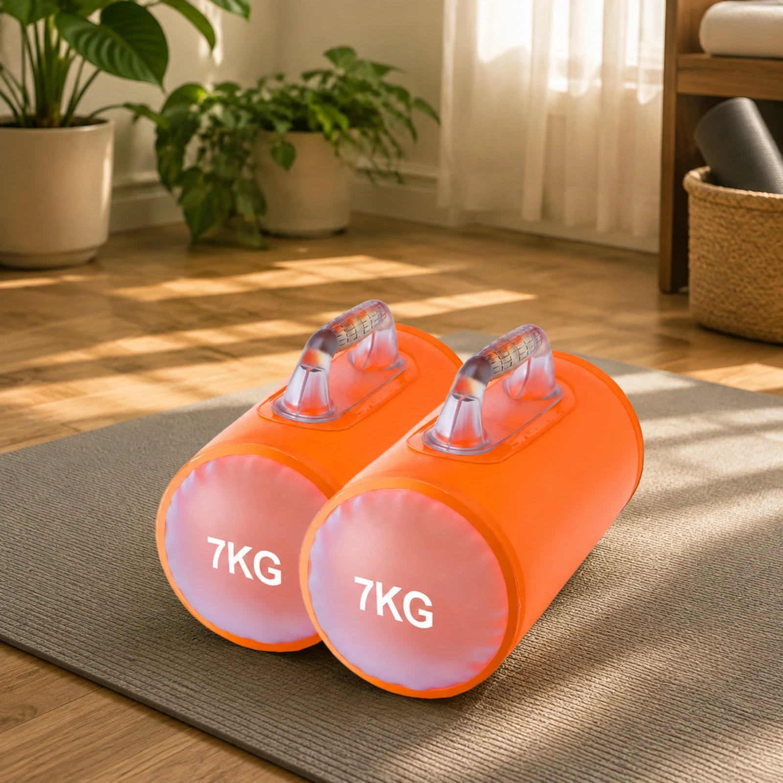 Mancuerna rellenable con agua y mango ergonómico, plegable, 7 kg, equipo de fitness con peso rellenable con agua, ahorra espacio.