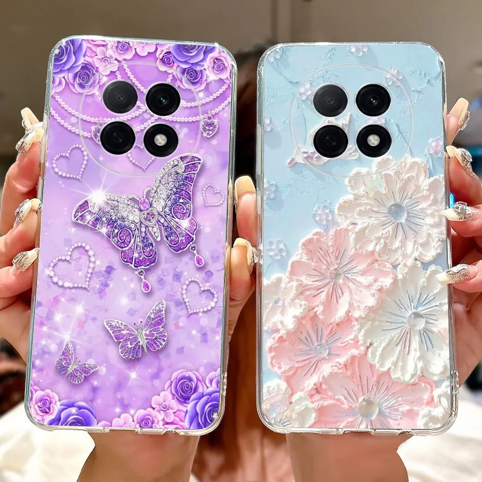 حافظة لهاتف OPPO A5 Pro ممن لهم A5Pro 5G PKP110 أنيقة الأزهار القط رسمت لينة سيليكون شفاف حافظات من البولي يوريثان