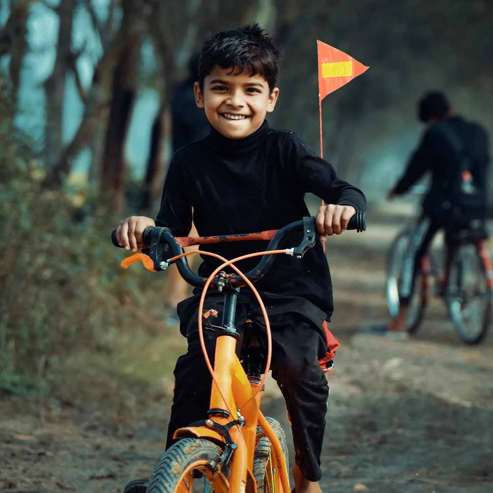 2Pcs Bicycle Flags Reflective Safety Warning Adjustable Pole Kid Bike Safety Flag Mountain Bike Accessory Outdoor Riding Tail