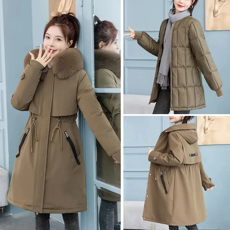 New Cotton Thicke Warm Winter Jacket Coat Women Parka Winter Clothes Cotton Lining Hooded Parka Female Windbreakers Mujer Coats