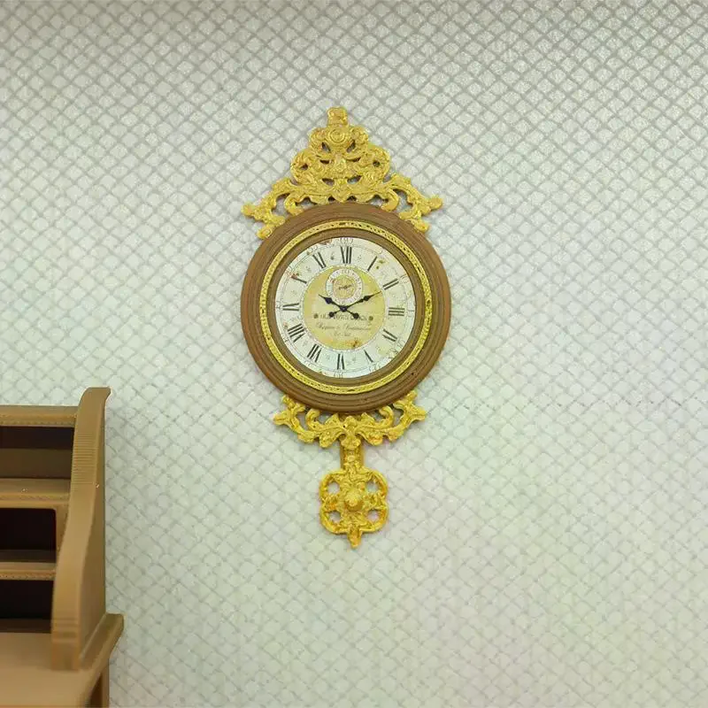 Horloge murale Miniature rétro européenne pour maison de poupée 1:12, 1 pièce, accessoires de décoration pour maison de poupée, meubles de jeu, jouet