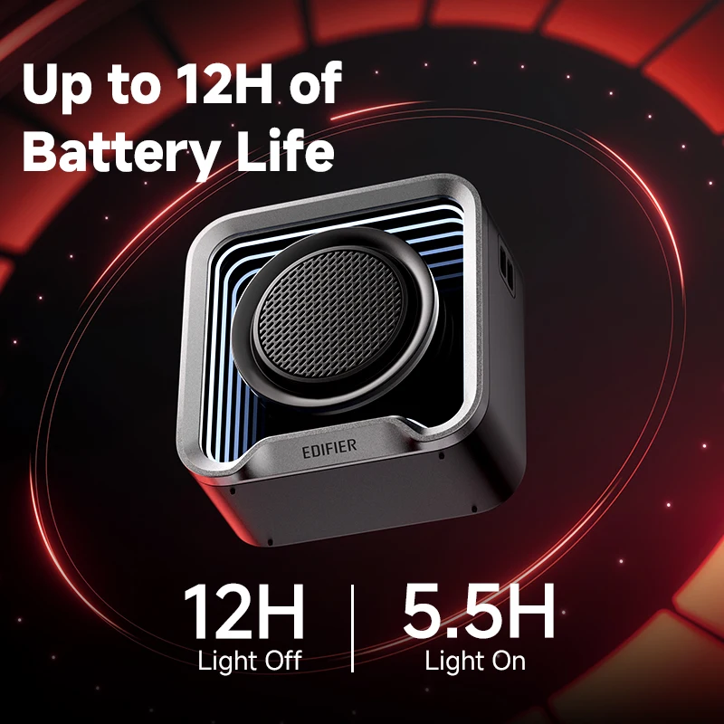 Edifier QS20 Alto-falante portátil com luz ambiente Bluetooth V6.0 IP67 Emparelhamento estéreo Alto-falante de conexão multiponto com microfone