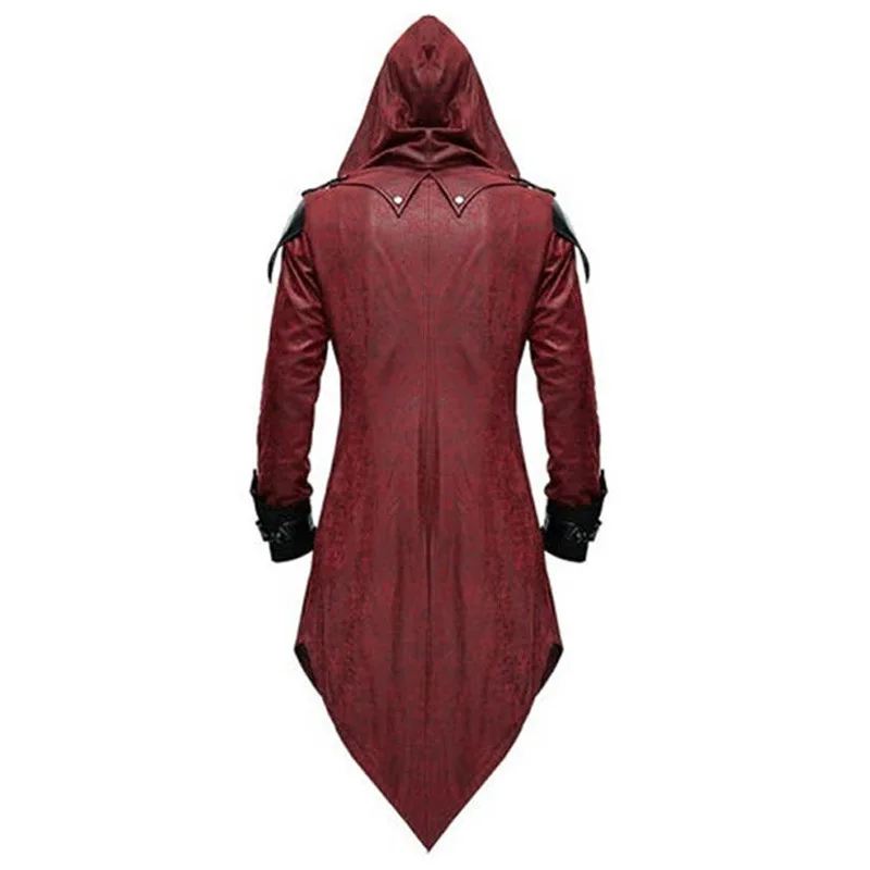 New European And American Medieval Halloween Vintage Patchwork Coat For Men Gothic Dark Clothing