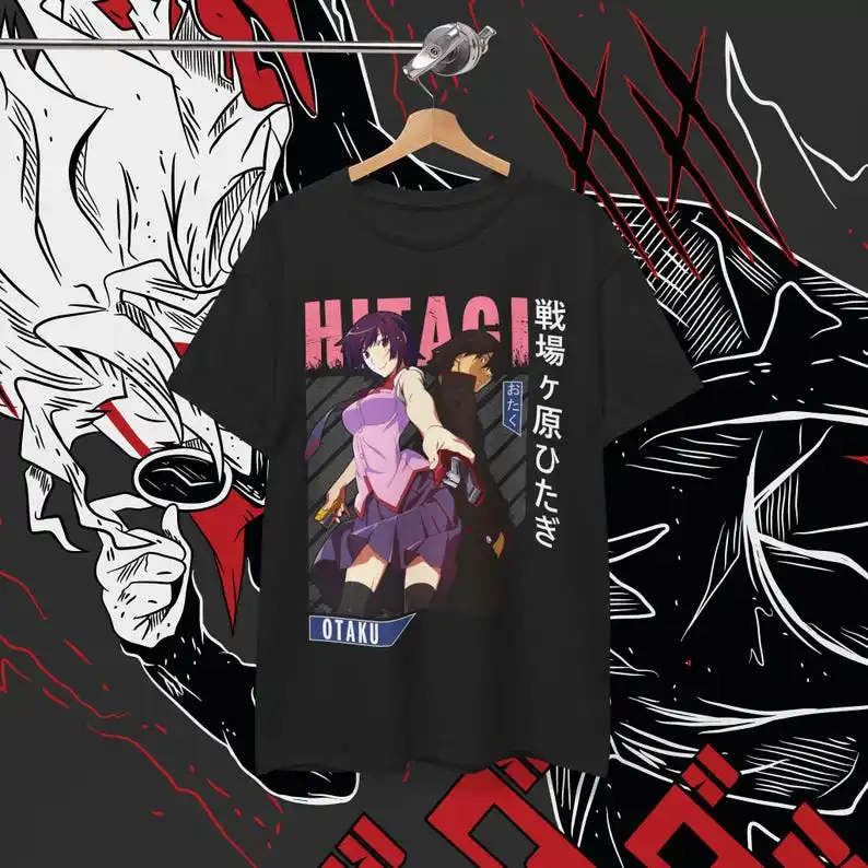 Camiseta de la serie de anime japonés Monogatari, ropa informal de gran tamaño, unisex, adecuada para todas las estaciones, ropa de calle, moderna y suave