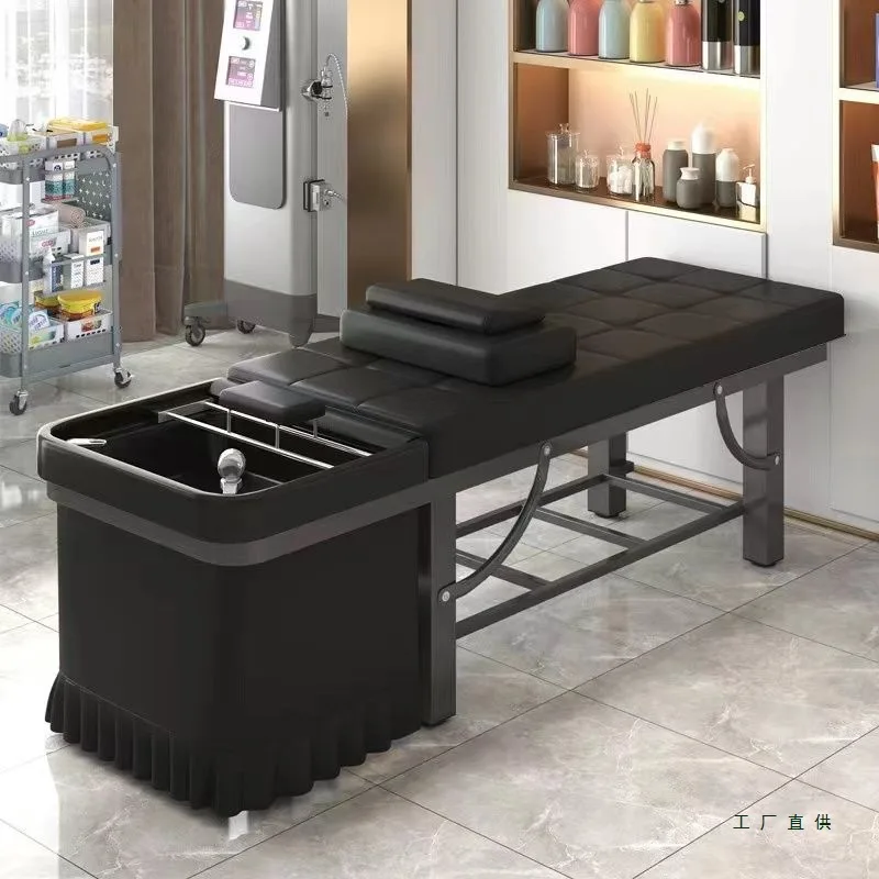 سرير شامبو لصالونات التجميل وتدليك وتبخير الأذن مع سخان مياه ومعالجة الرأس وسرير الحلاقة