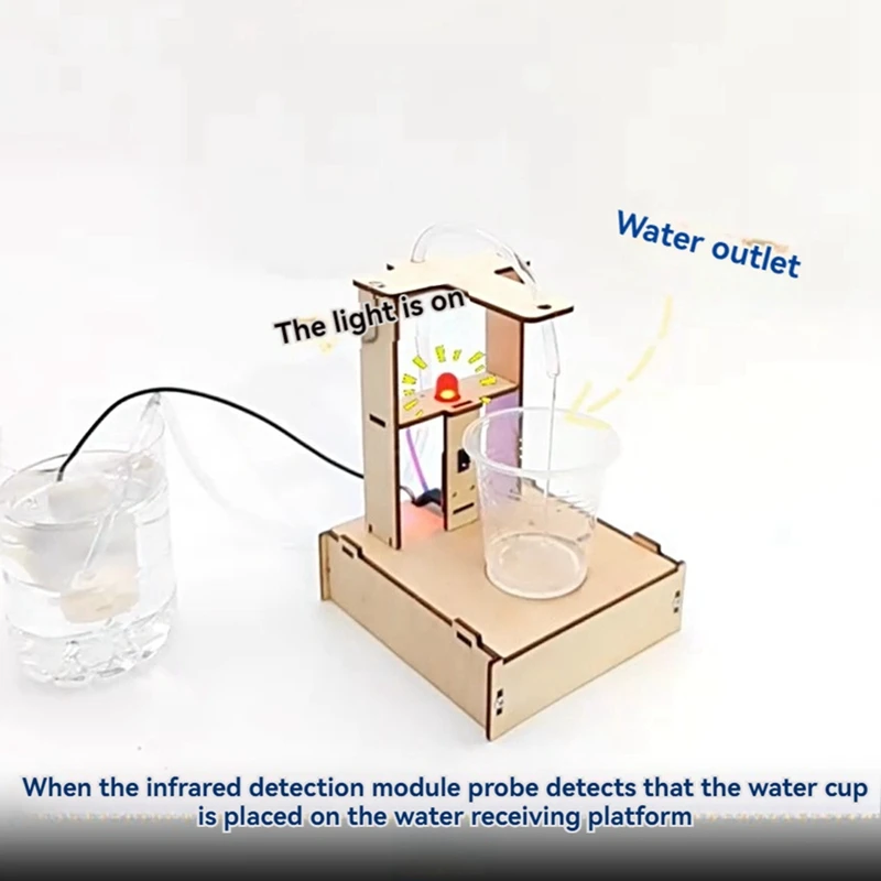 나무 퍼즐 게임 학습용 DIY 적외선 센서, 물 디펜서 모델, 과학 실험 도구 키트