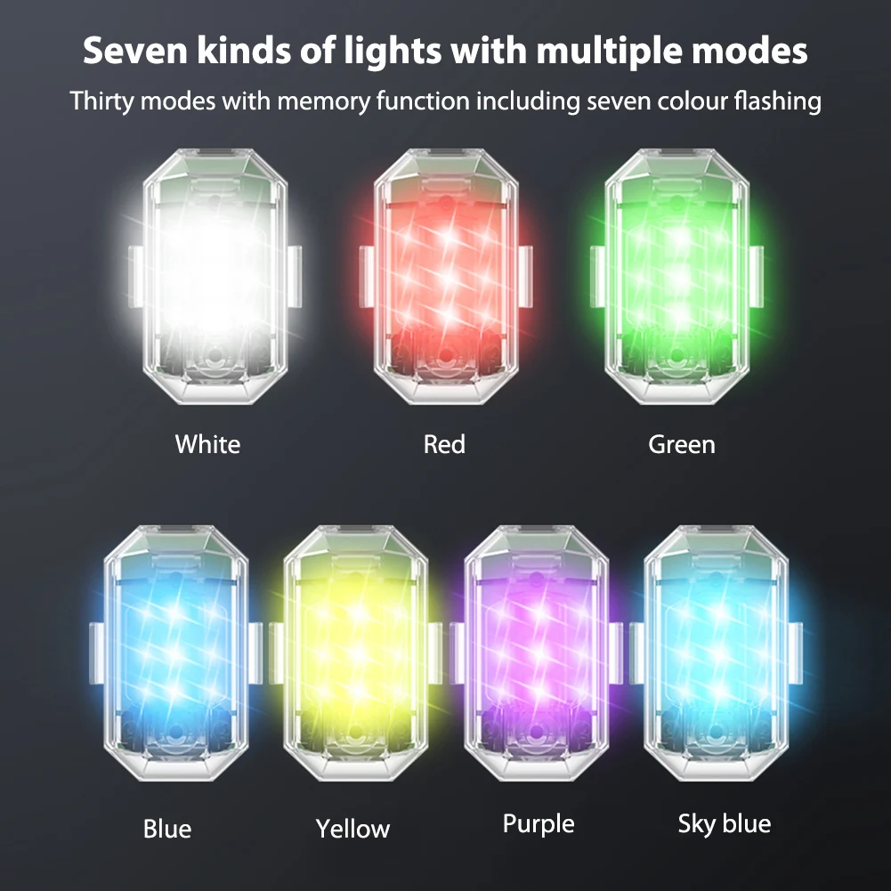 7 Colors Anti-collision Warning Lamp Signal Light Waterproof Wireless Remote Control LED Strobe Light for Motorcycle Bike Drone