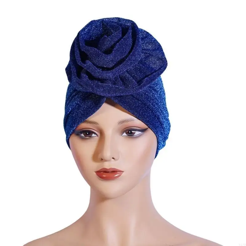 y5jd تلميح الغزل عمامة قبعة زهرة زهرة القبعة القبعة التنفس القبعة الإفريقية قبعة women turban headcovers hijab skull hat