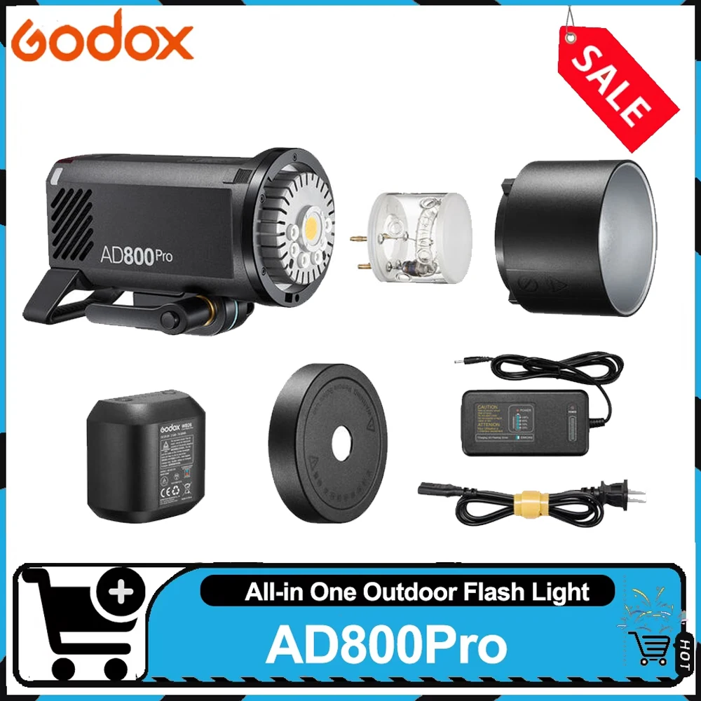 Godox Outdoor Flash AD800Pro TTL HSS Studio Flash Light 800ws 0.01-0.15s Recycle Time 2.4G Wireless Flash Light for Flim Studio