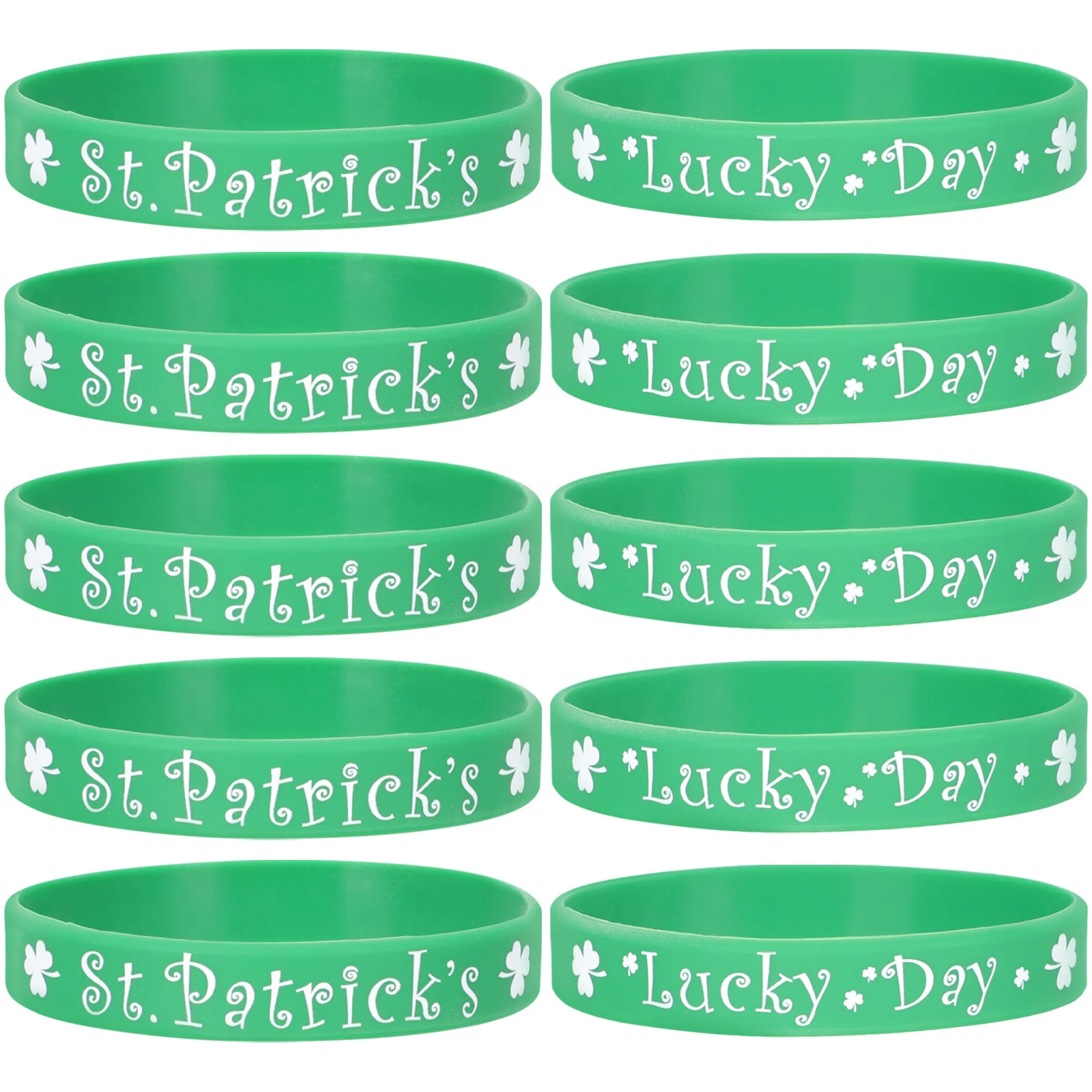 

10pcs Shamrock Bracelet Silicone Wristbands Stretchy Lightweight For Women Men Festival Party Favors Accessories Fitness