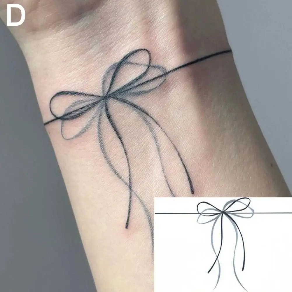 Pegatina de tatuaje pintada de colores con lazo, papel de impresión de transferencia de agua, pegatinas temporales impermeables a prueba de sudor para Wome X4N1