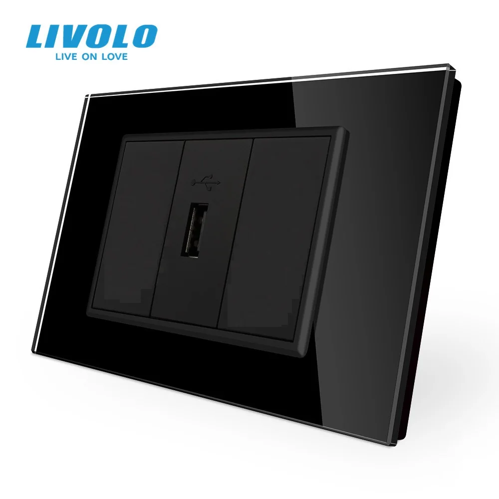 Imagem -02 - Tomada de Parede do Carregador de Livolo us Usb Tomada Elétrica da Tomada de Casa Inteligente e Tomada de Usb ac 110v250v Painel de Vidro de Cristal