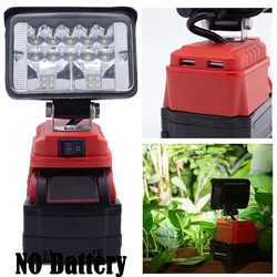 LED Work Light For Milwaukee 18V Lithium Battery Cordless Workshop Operated Outdoor Camping Fishing Portable Lamp（NO Battery ）