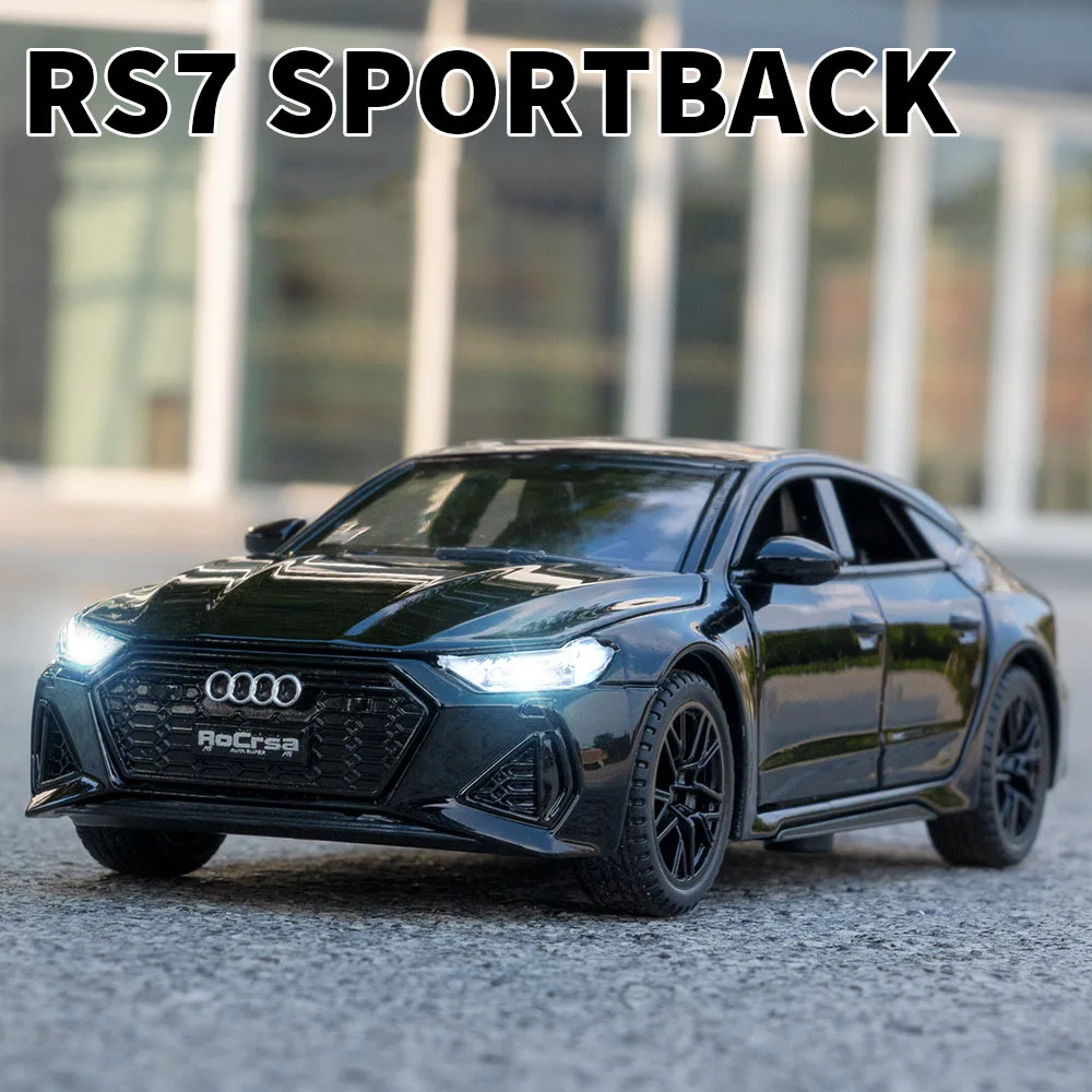 1:32 Audi RS7 Alloy Diecast Toys Cars Models with Wheel Steering Sound Light Miniature Vehicles for Children Collectible Gifts