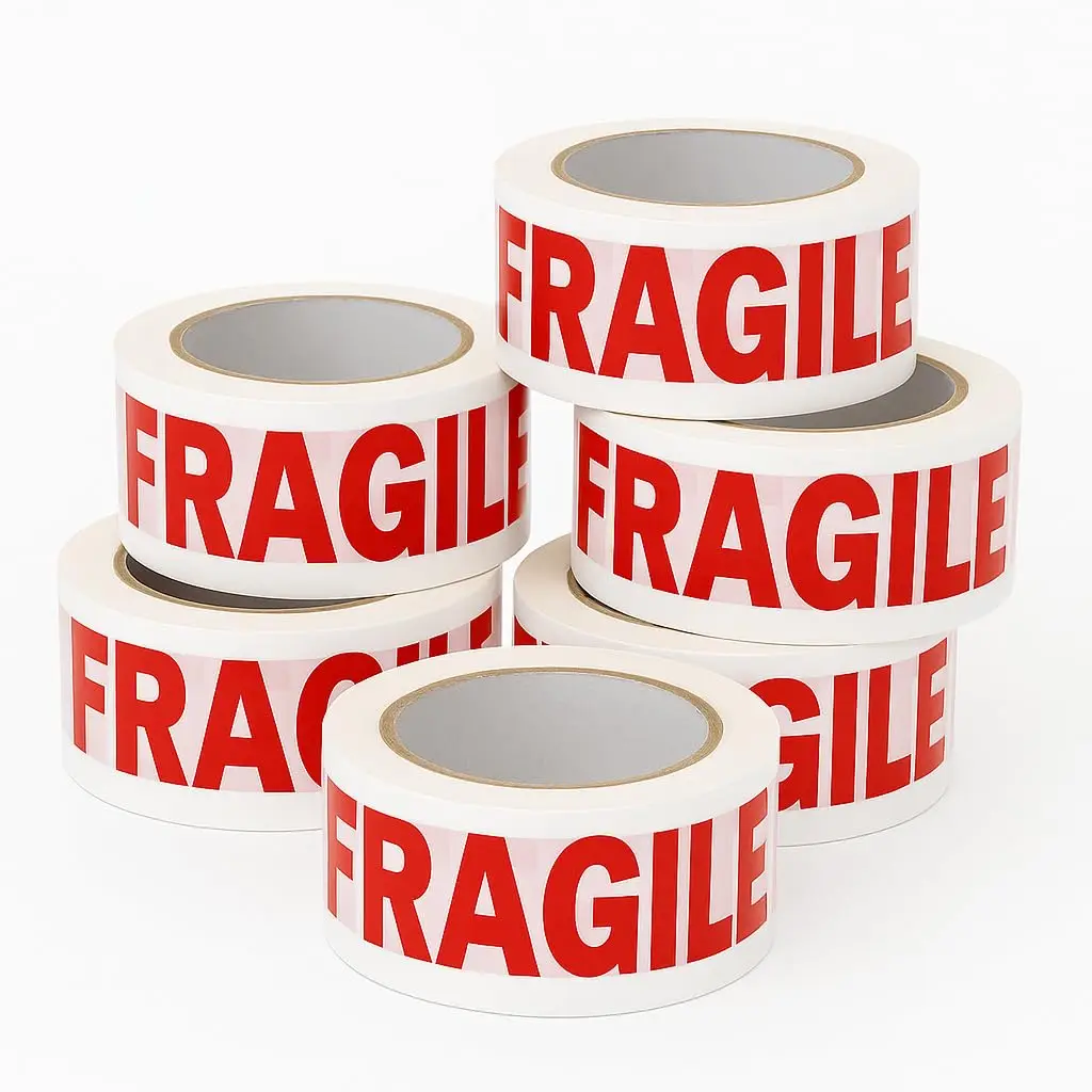 

Fragile Packing Tape 2” x 110 Yards – 6-Pack Heavy Duty Shipping & Moving Tape, 2.0 Mil Thick, Acrylic Adhesive – Red