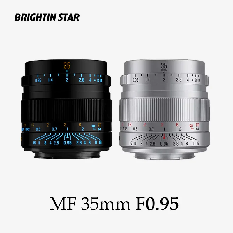 Brightin Star 35mm F0.95 APS-C Large Aperture Manual Focus Mirrorless Camera Lens Fit for Fuji X Sony E NikonZ Canon EOS-M EOSR