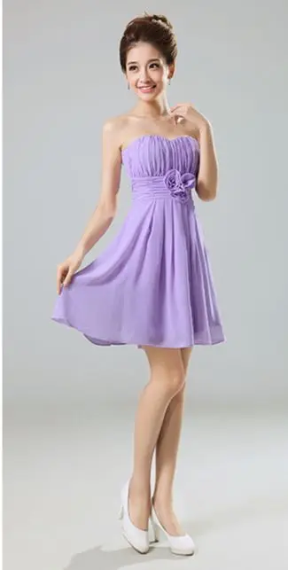 A858 Summer Lady Violet Purple Cocktail Dresses Sweet Memory Strapless Sexy Women Party Dress Prom Birthday Short Robe