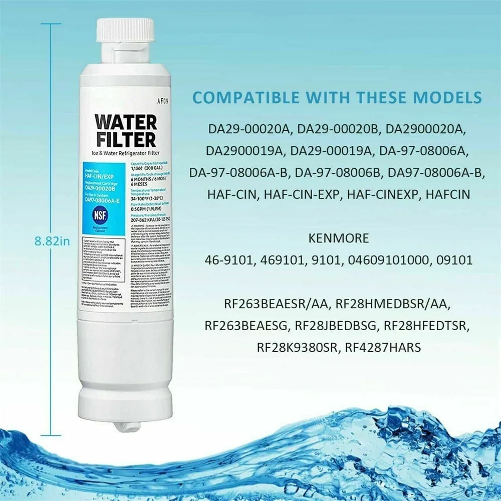 Reemplazo para el filtro de agua del refrigerador DA29-00020B compatible con las series RS267, RF4267, RF4289, RFG296 y RFG298.