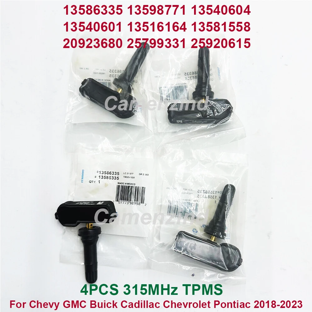 

4pcs Programmed TPMS Tire Pressure Sensor 315MHz 13586335 For Chevy GMC Cadillac Chevrolet 13598771 13598772 13540604 13581558