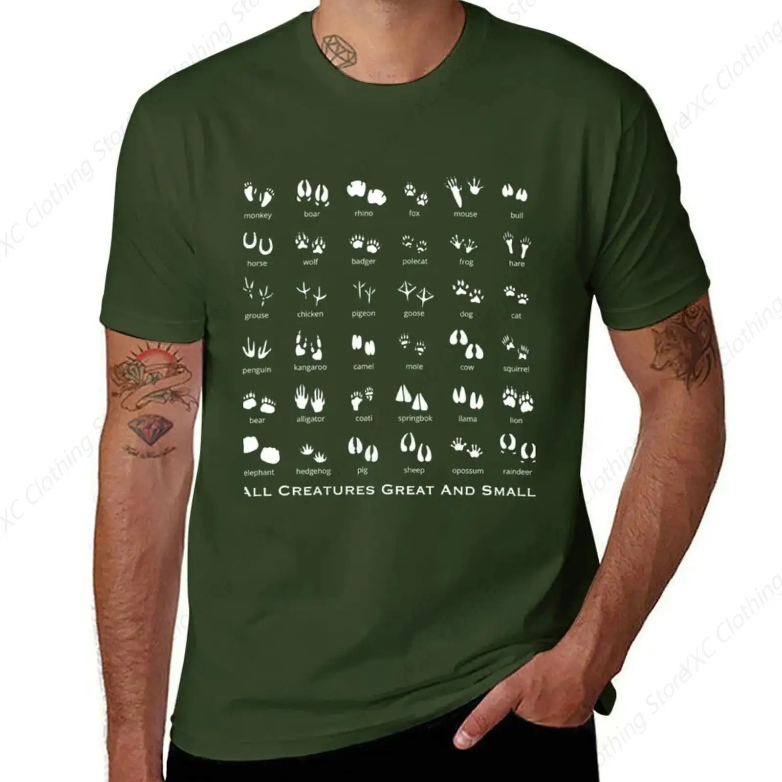 All creatures great and small men's T-shirt- Short Sleeve Crew Neck Soft Fitted Tees S - 6XL Fresh Classic Basic Tshirts