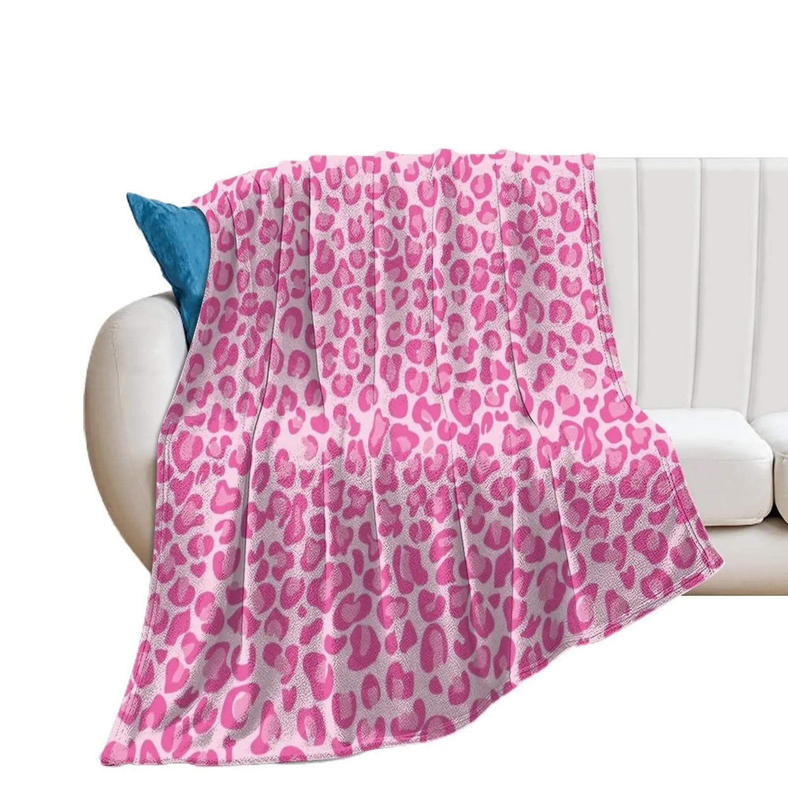 

Pink Leopard Print Throw Blanket Cute Plaid Luxury Thicken Blankets