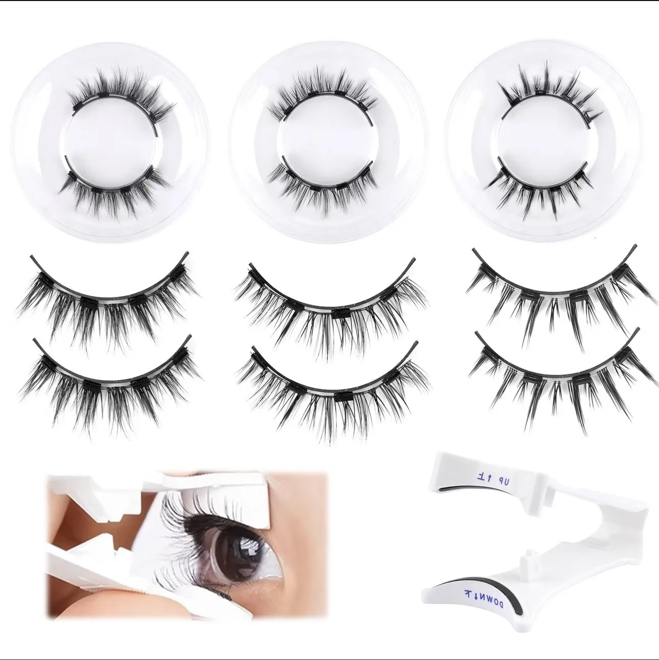 Hot-Selling False Eyelashes Magnet Eyelashes Natural Style Magnetic Eyelash Set Mioumei