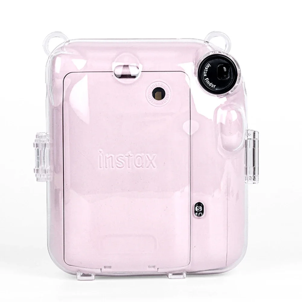 Transparent Camera Case For Fujifilm Instax Mini 12 Camera Bag PC Crystal Storage Case with Shoulder Strap For Instax Mini 12