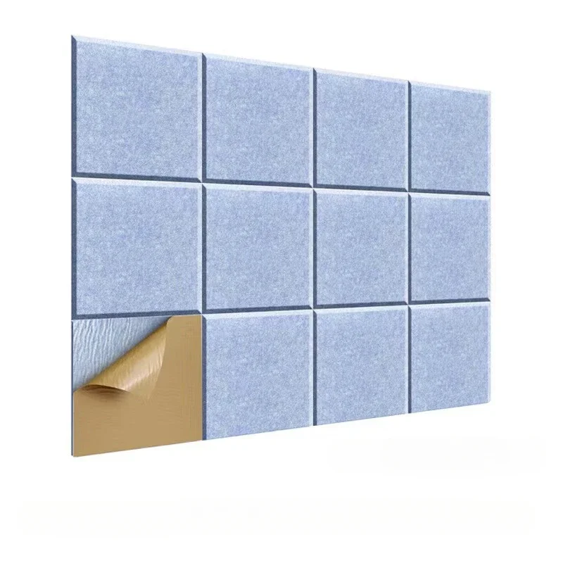 

12Pcs Self-Adhesive Acoustic Wall Panels Square Sound Proof Foam Panels Soundproof Absorbing Tiles Sealing Strip 300x300x9mm