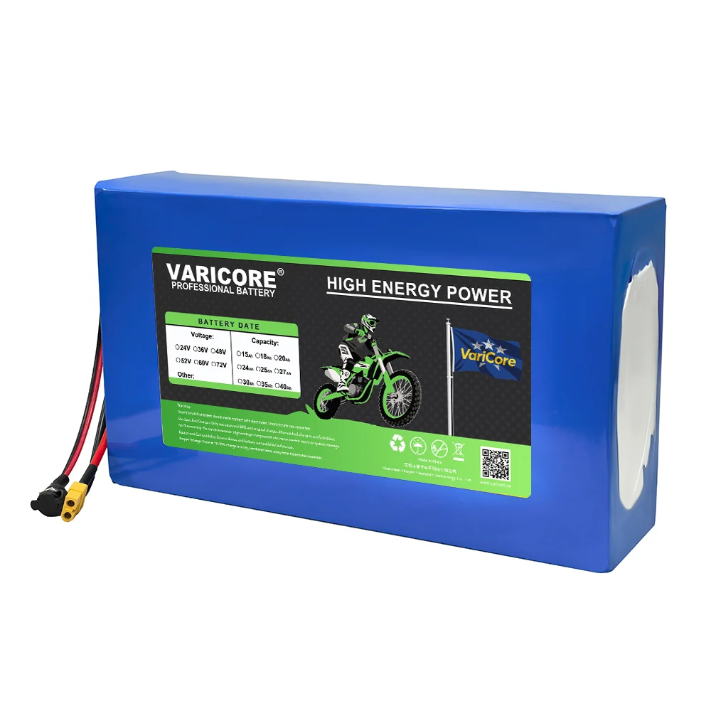 VariCore 48V 35Ah 13s7p 21700 بطارية ليثيوم حزمة 54.6v 1200w 1440w المدمج في BMS 30A للمعدات الكهربائية جزازة العشب