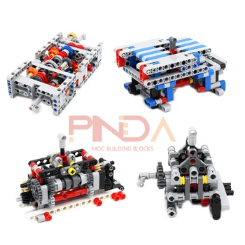 Technology MOC mechanical group motor gearbox 4 6 8 speeds with reverse and neutral DIY building blocks bricks compatible car