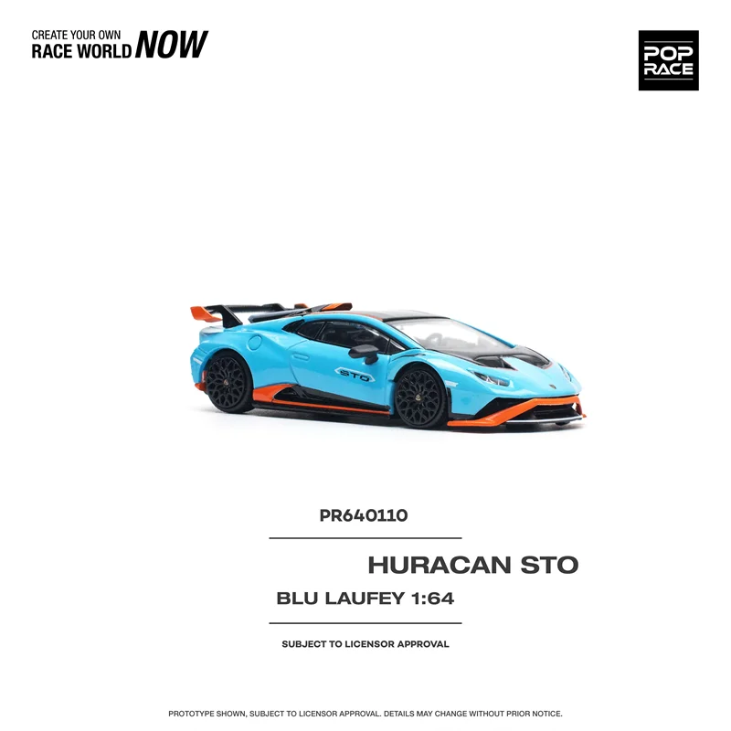 

(Предзаказ) Pop Race 1:64 Lambo Huracan STO синяя литая модель автомобиля