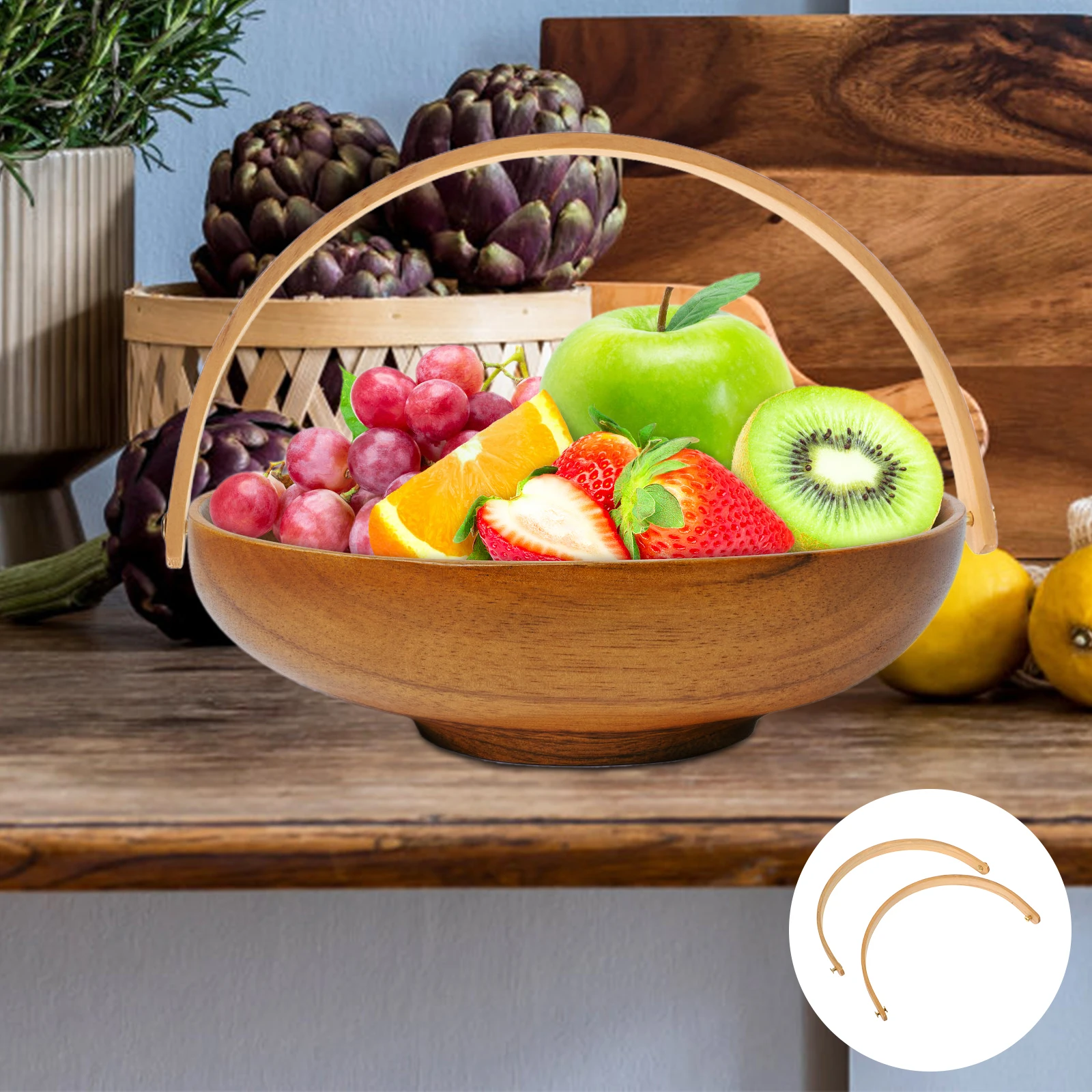 

2pcs Solid Wood Tray Handles Replacement: Ergonomic U Shape Bucket Grip Handle For Fruit Platters Sushi Boat Bowls Smooth
