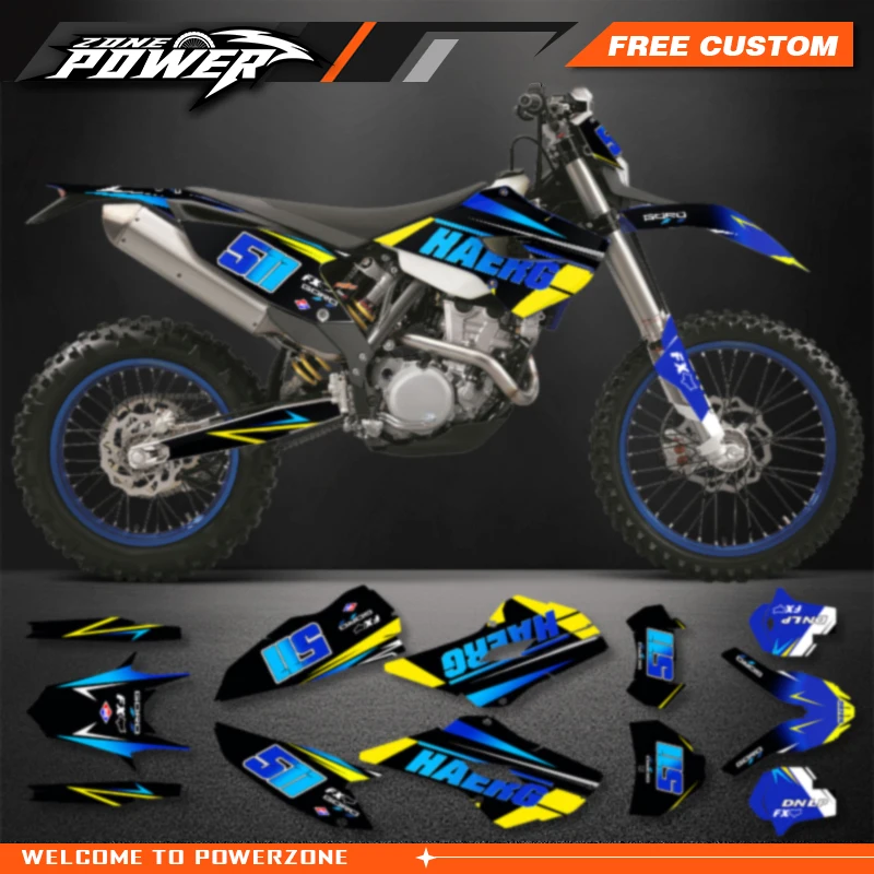 Powerzone Motorcycle Graphics Decals Sticker Kits for HUSABERG FE TE  2013 2014 Background Custom Number Name 7