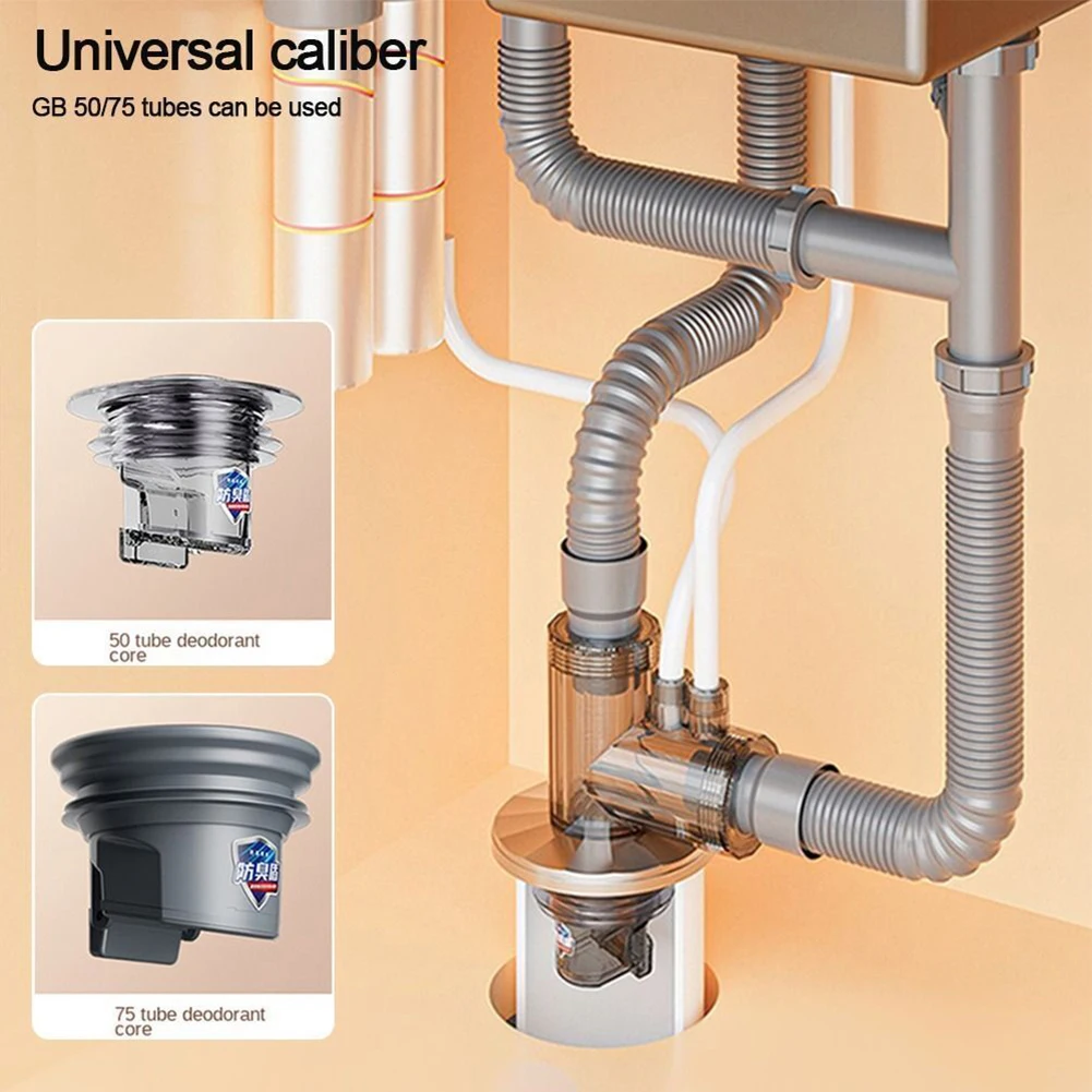 Kitchen Plumbing Drain Connector for Washing Machine with 50/75mm Pipe Compatibility and Smooth Installation Process