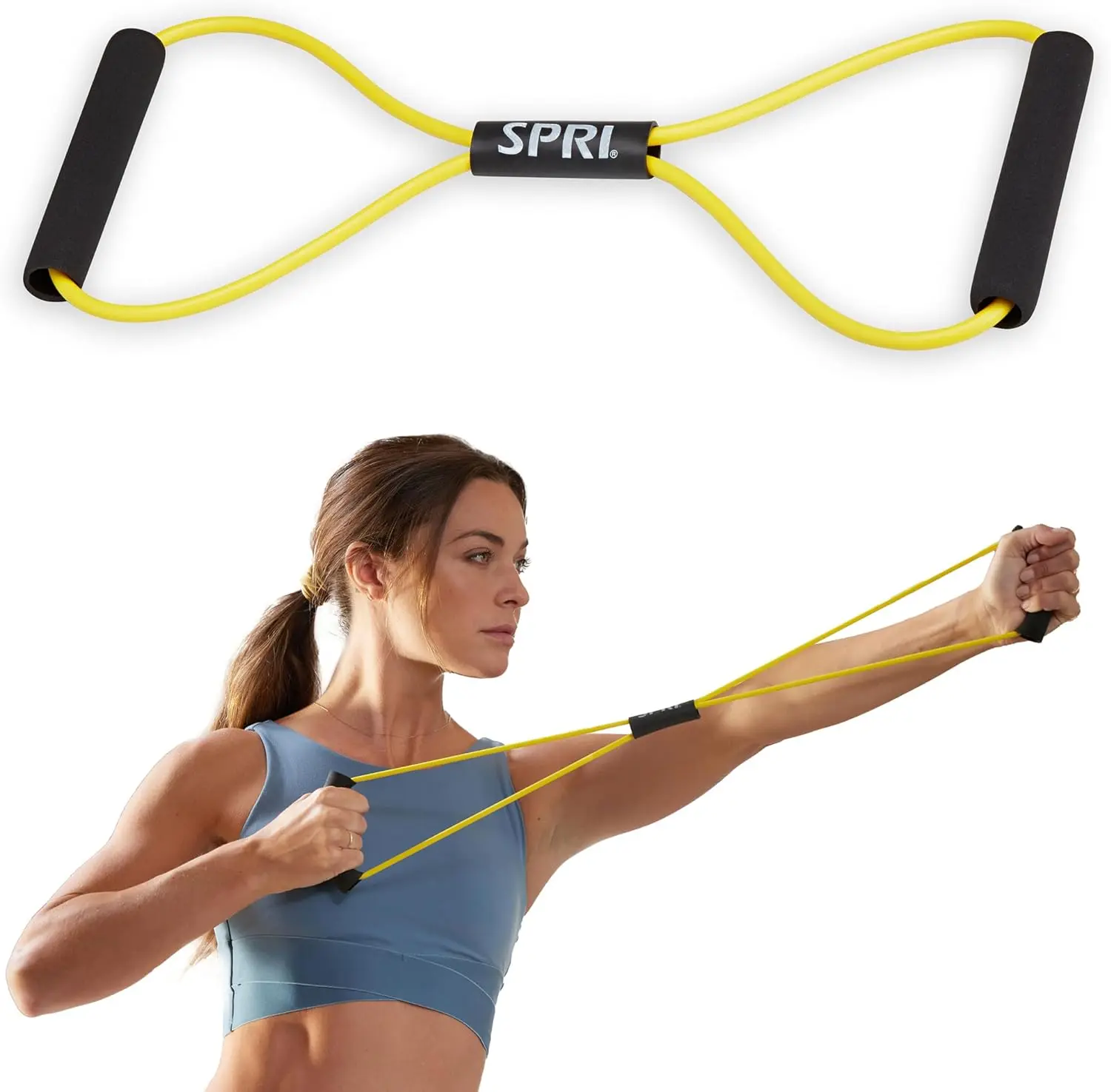 

Figure 8 Resistance Band with Padded Handles for Stretch, Exercise, Yoga, Gym, Home Workout, Physical Therapy