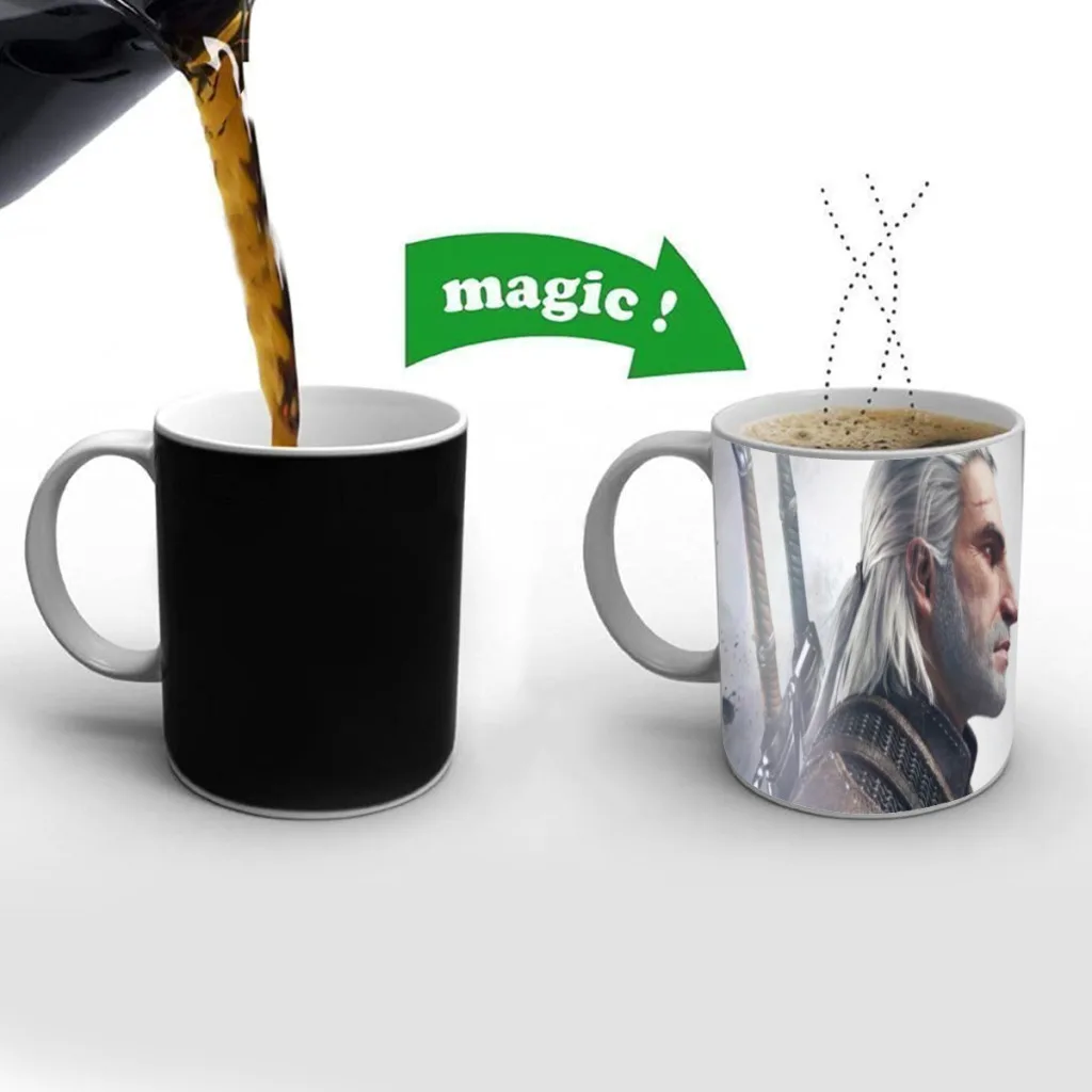 

Classic Game Witcher Warriors Knight Free shipping Mug Changing Color Ceramic Coffee Mugs Magic Tea Cup Best Gift