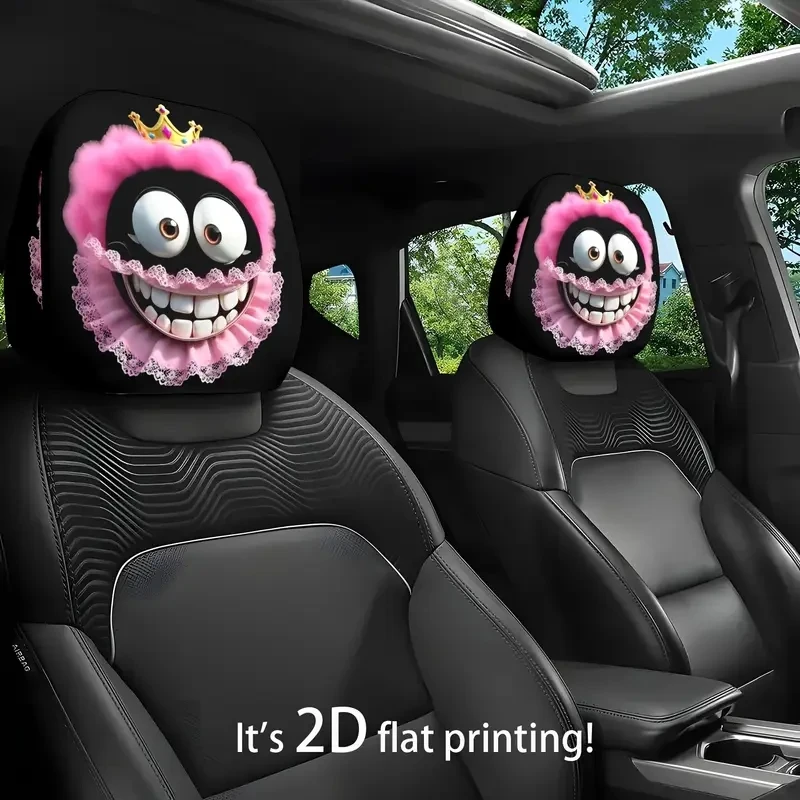 

Розовый текстильный чехол с выражением короны, универсальный экологически чистый чехол на подголовник автомобиля, 2 шт., дышащее и устойчивое к пятнам украшение автомобиля