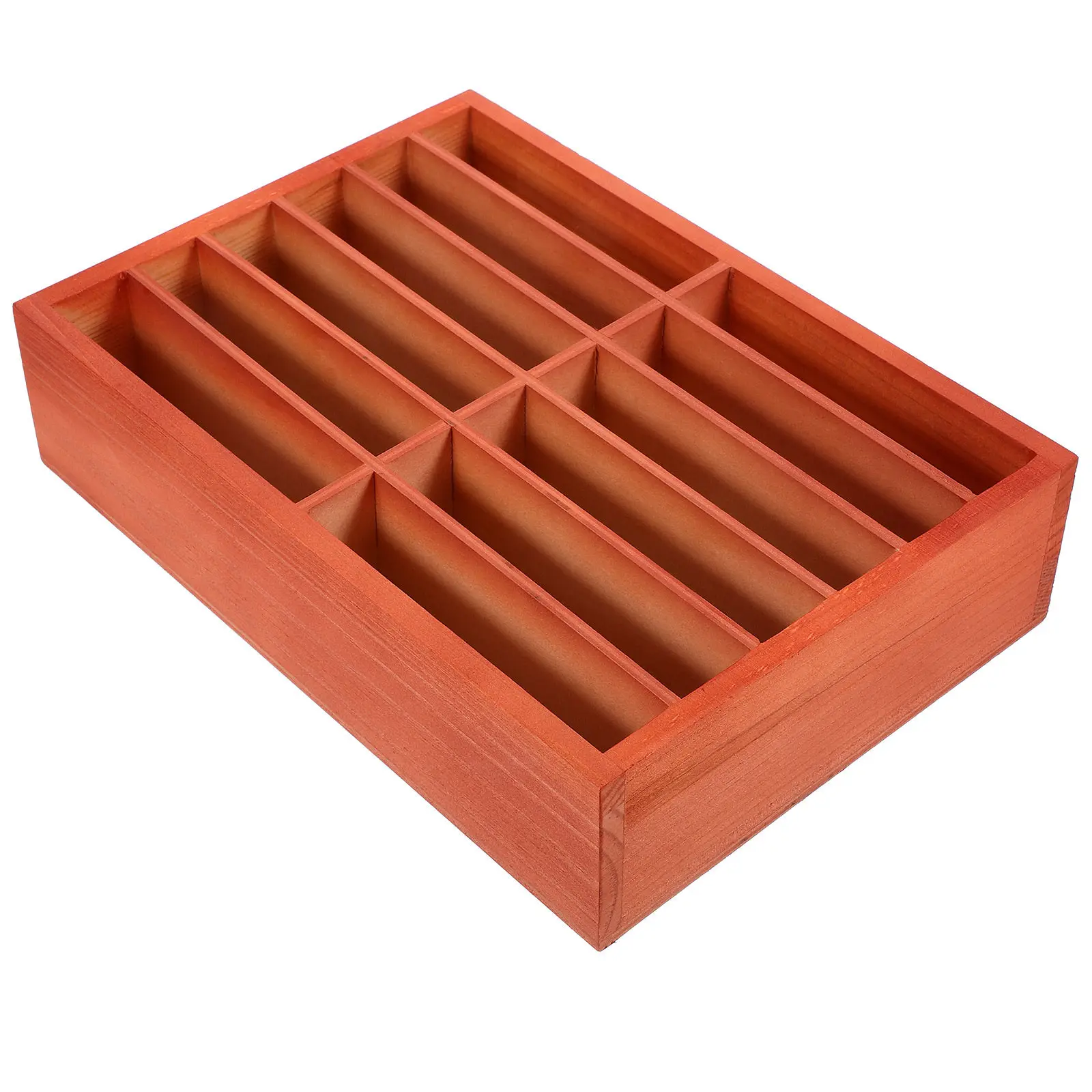 12-Grid Wooden Desktop Mobile Phone Organizer Box for Classroom Lab Conference Room Study Home Office Desk Management Storage