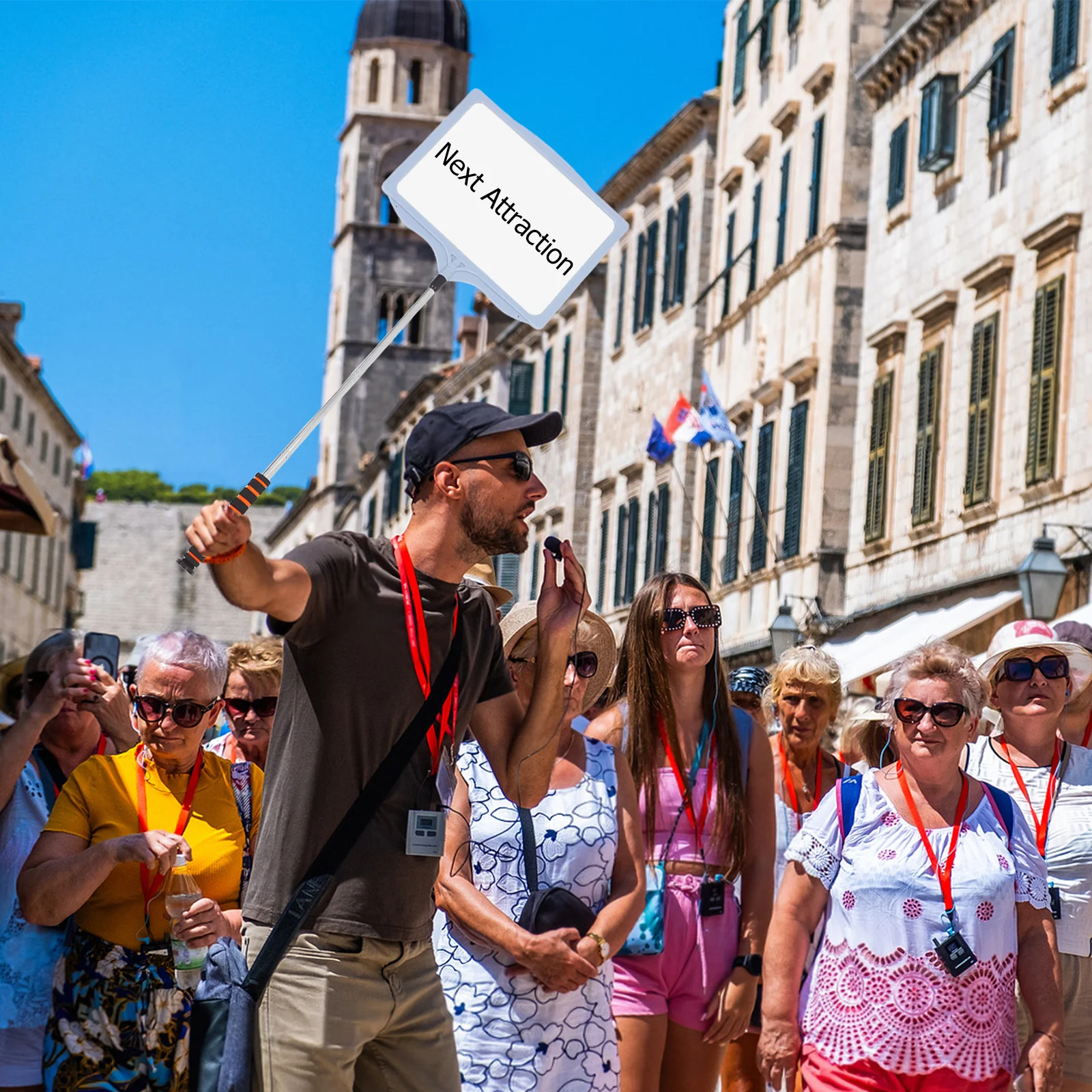 Double-Sided Handheld Sign Holder Retractable Portable Lightweight Advertising Signboard for Tours Exhibitions Reception Event