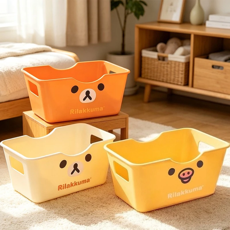 Новая-корзина-для-хранения-rilakkuma-милый-органайзер-для-закусок-косметики-и-канцелярии-в-стиле-аниме-с-мишкой-Рилаккума