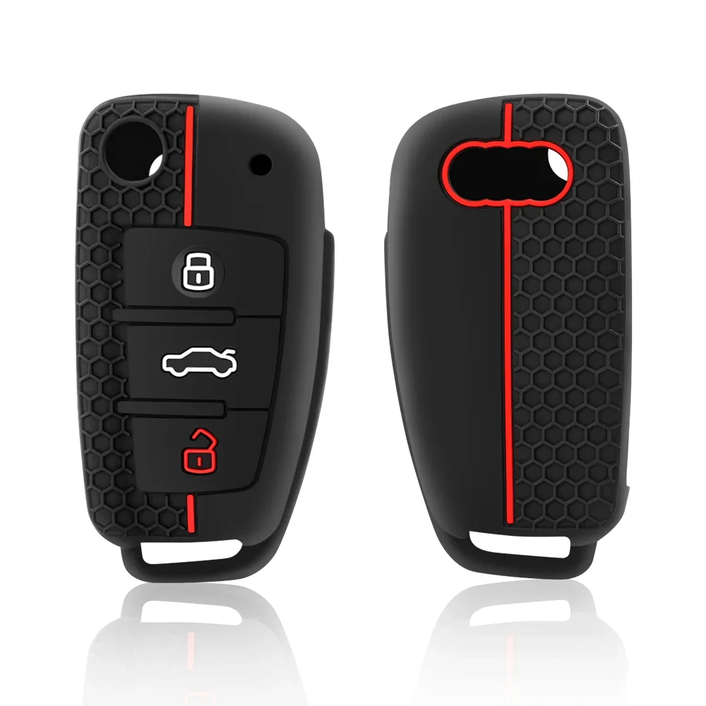 Silicone Key Case Cover Shell for Audi A4 B7 A6 C6 4f 8v A3 8p A1 A3 Accessories Auto Remote Key Holder 3 Button Jacket view 4