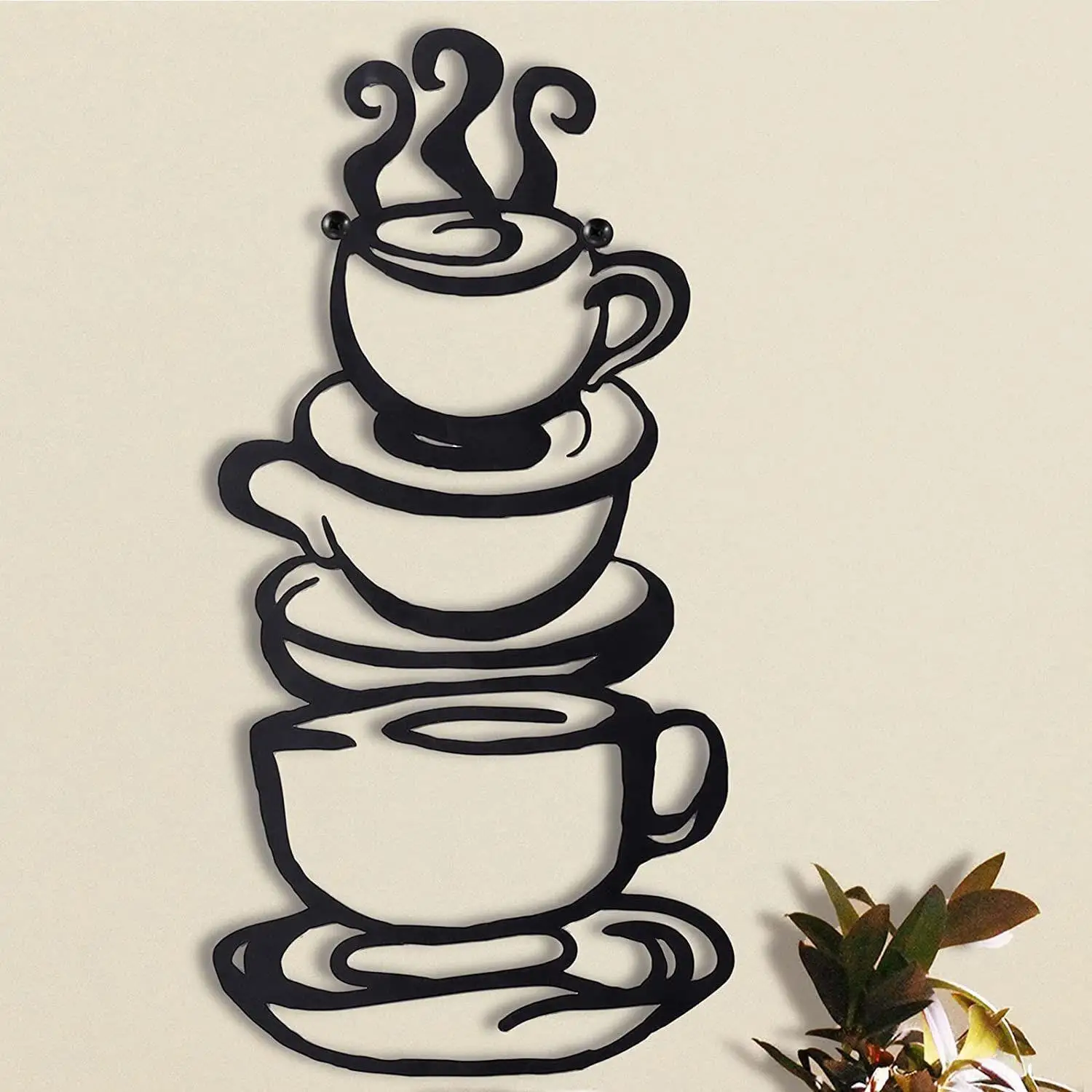 

Metal Coffee Cup Wall Decor Black Coffee Bar Silhouette Metal Wall Art Cafe Themed Wall Art Cup Store Scrolled Silhouette Home