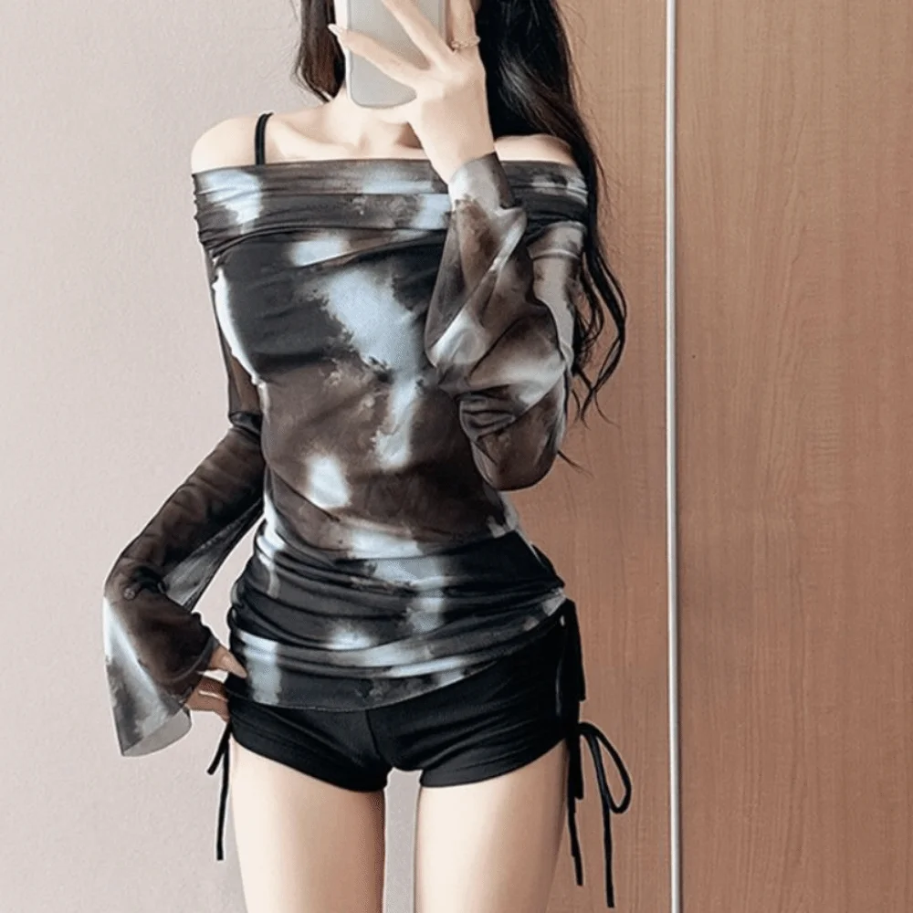 مثير نمط بقماش شفاف بيكيني البطن إخفاء تصميم شبكة النسيج 3 قطعة مجموعة البكيني سبليت نمط التخسيس تصميم سليم صالح ملابس السباحة #3