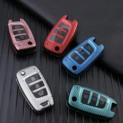 Car Decoration Carbon TPU Car Key Case Cover Fob per Hyundai Elantra Venue Accent ix35 3 Button blu/rosa/rosso/argento/verde