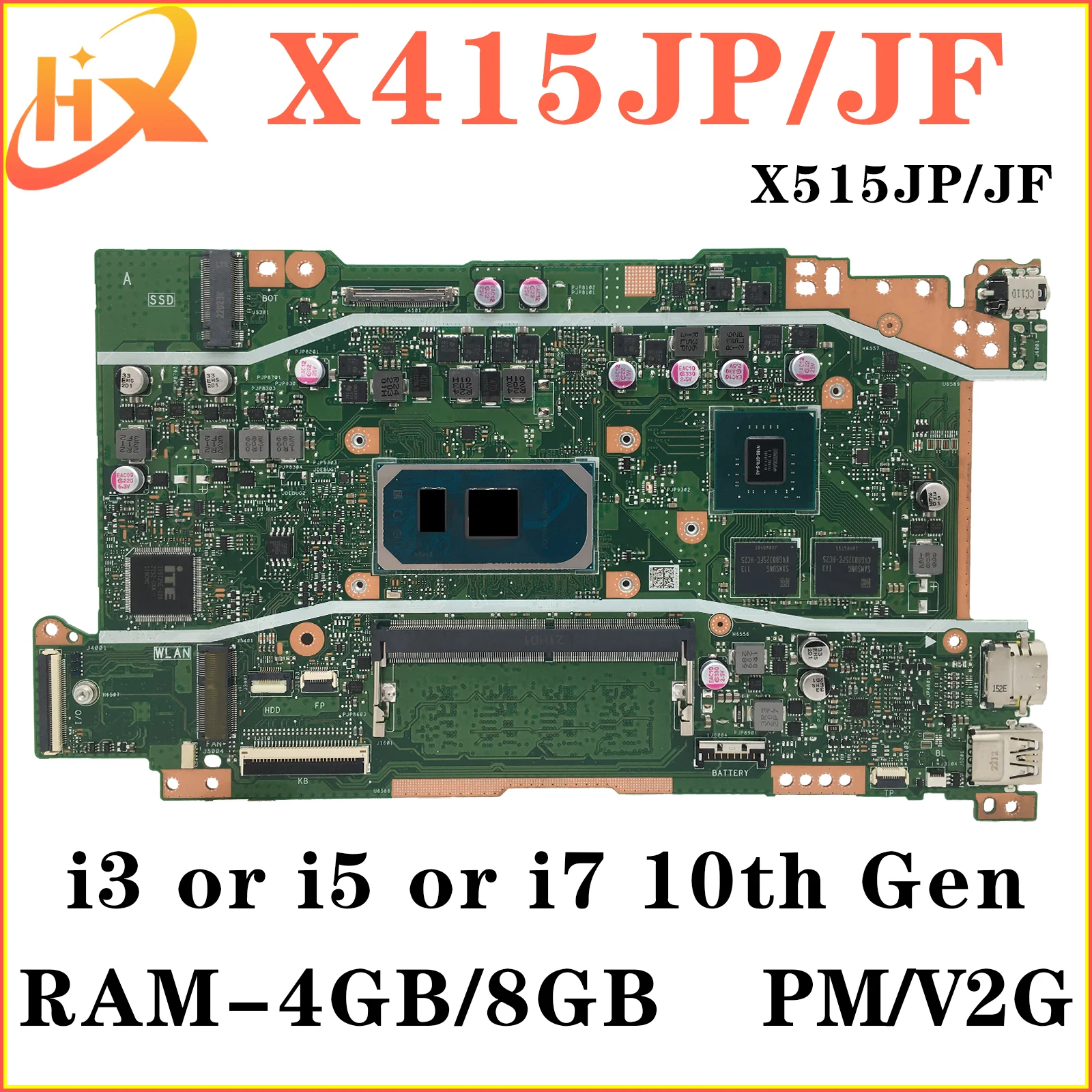 Imagem -02 - Placa-mãe para Laptop para Asus Mainboard para V5200j V4200j X515jp X515jf X415jp X415jf P1511cj P1411cj i3 i5 i7 10th Gen