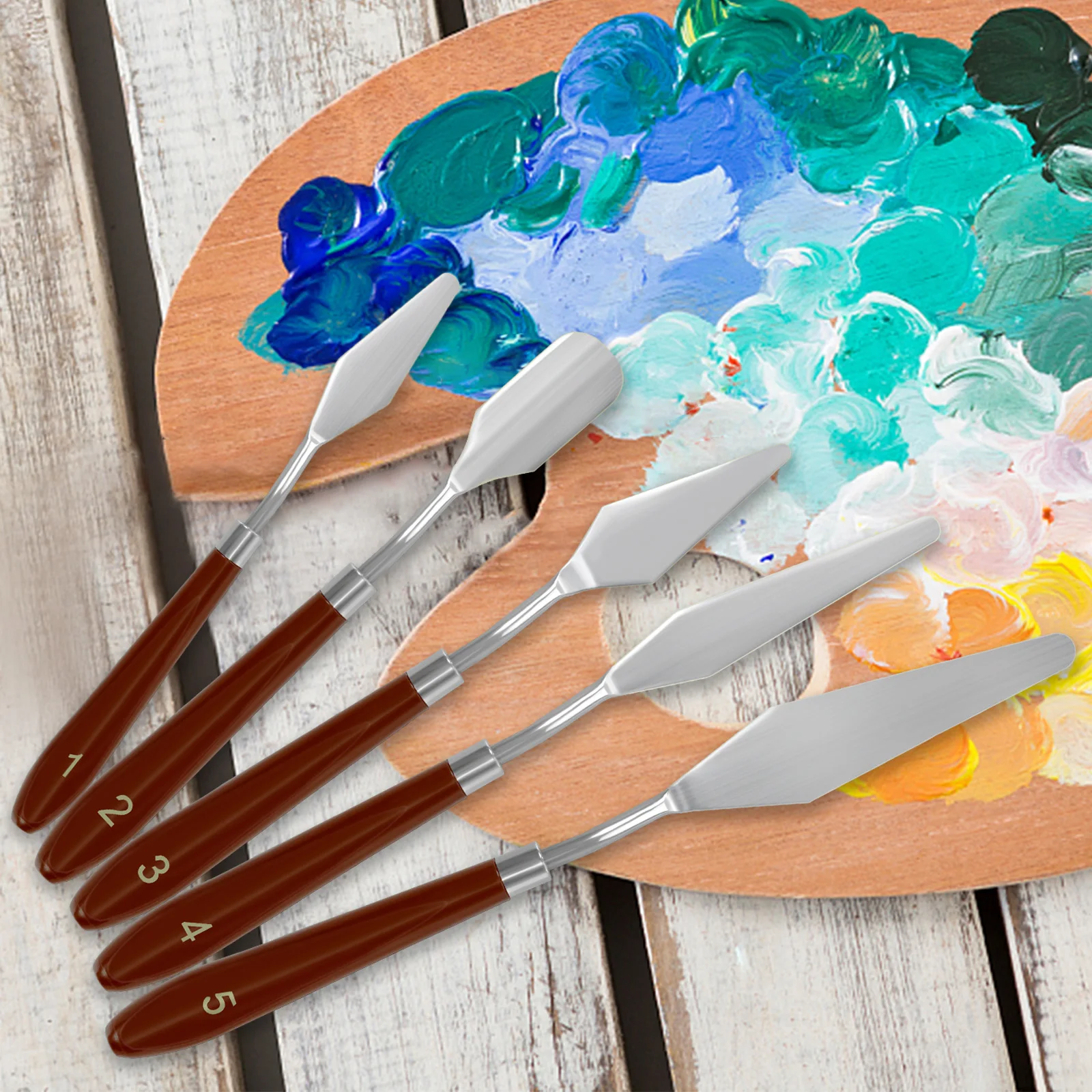 10Pcs Painting Knives Stainless Steel Spatula Artist Crafts Palette Knife Painting Color Mixing Knife Set For Oil Canvas ArtTool