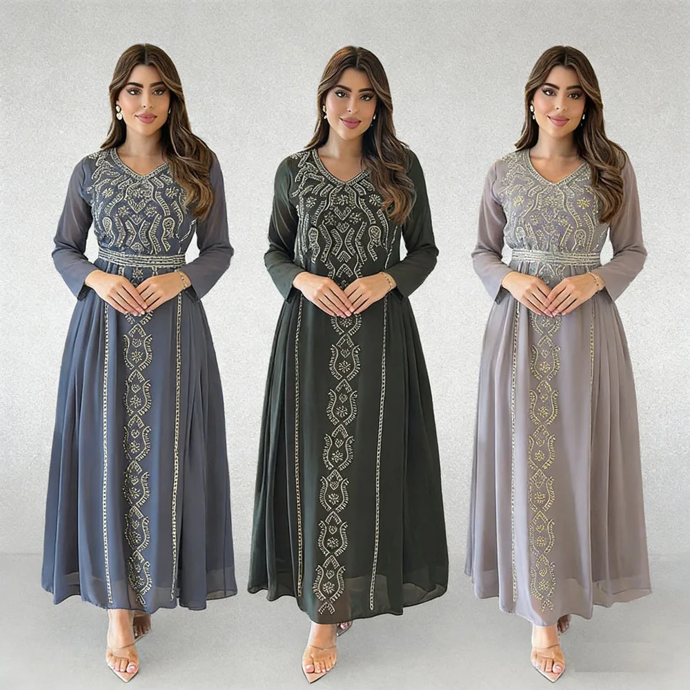

Eid Women Diamond Abaya Dubai Kaftan Turkey Jalabiya Marocain Femme Robe Muslim Prayer Dress Caftan Abbayas Islamic Clothing New