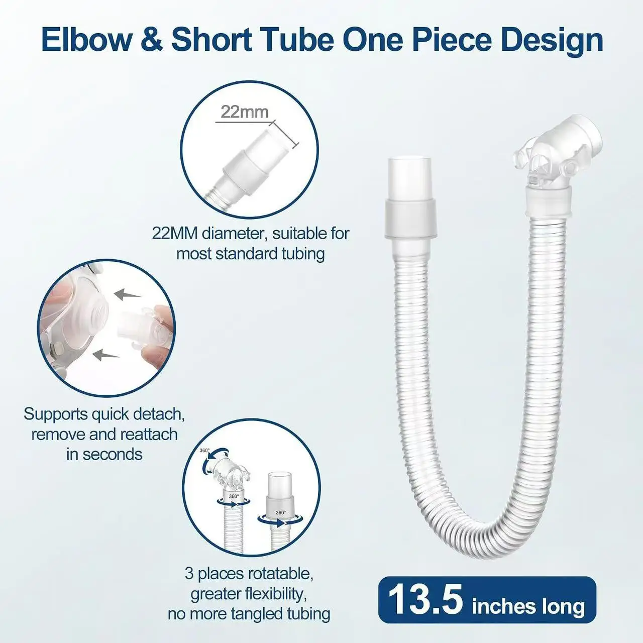 Compatible Replacement Rotating Hose for Airfit F40 CPAP Mask, Sleep Apnea Breathing Machine Accessories - view 2