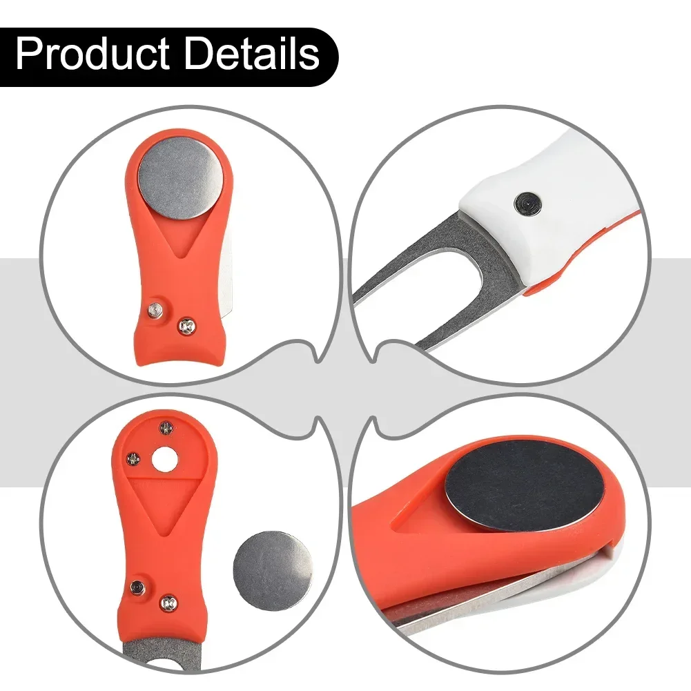 1pcs Divot Repair Tool With Ball Marker Pitch Mark Fork Fork Prongs Foldable Pitchfork Outdoor Sports Accessories