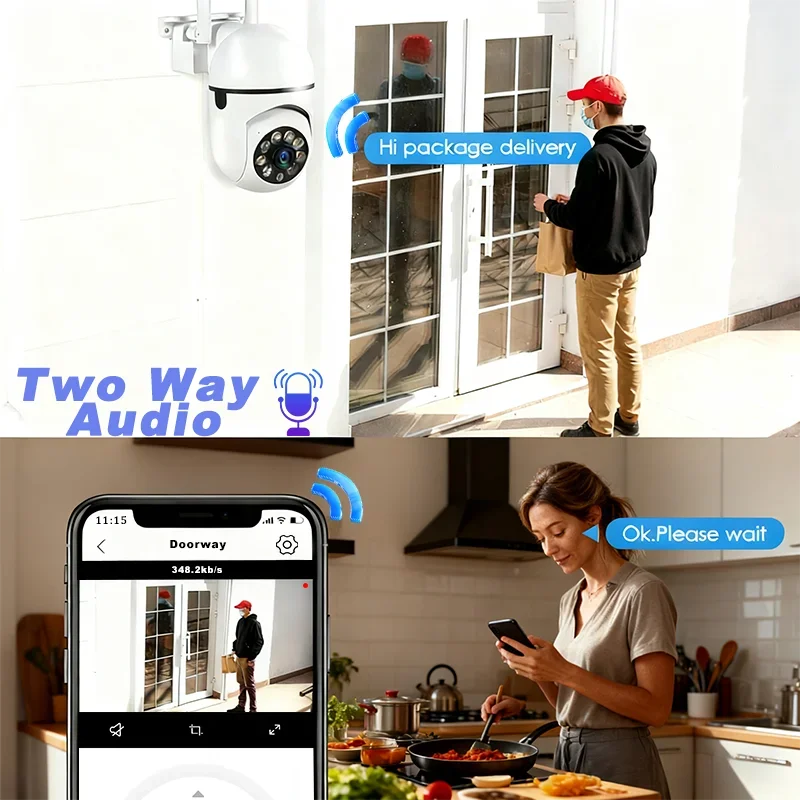 كاميرا مراقبة عموم/إمالة مع رؤية ليلية للتتبع البشري وتسجيل 24/7 تعمل مع Alexa وGoogle Home #4
